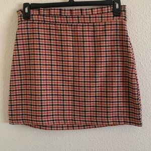 Forever 21 Plaid Mini Skirt - Orange, Burgundy, and Black Multicolored
